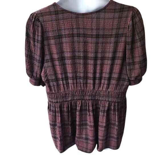 TORRID Babydoll Crinkle Flannel Gauze  Button- Up Short Sleeve Plaid Shirt 1X - Picture 8 of 16